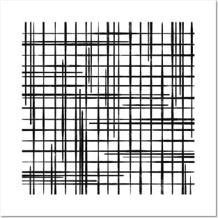 Black and White Abstract Grid Pattern Posters and Art